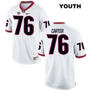 Youth Georgia Bulldogs NCAA #76 Michail Carter Nike Stitched White Authentic College Football Jersey LRD1054AR